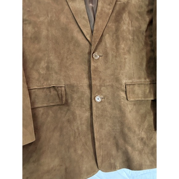 WH Belk Blazer Vtg Men 44L GOAT Suede Leather Brown - Picture 3 of 16